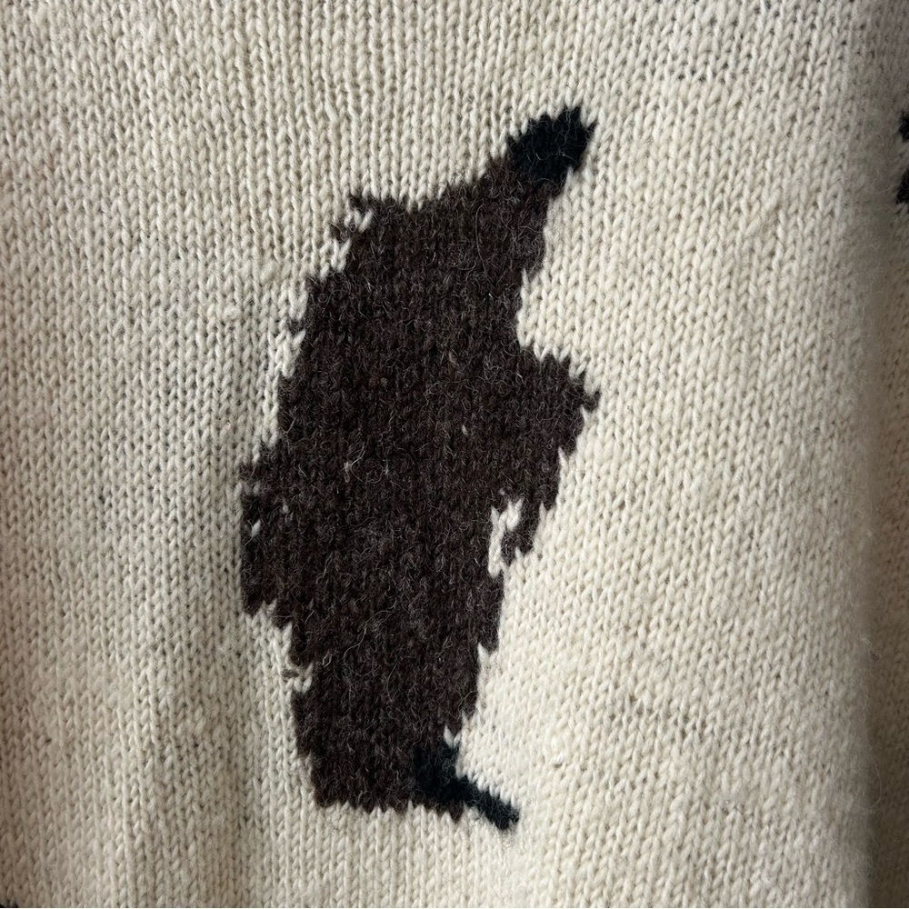 Motif Vintage 90s Wool Intarsia Moose Bear Chunky Knit Intarsia Sweater Size M - Picture 10 of 15